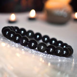 Onyx - Black Onyx Custom Size Round Smooth Stretch (8mm) Natural Gemstone Crystal Energy Bead Bracelet
