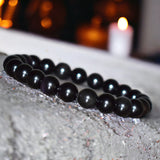 Onyx - Black Onyx Custom Size Round Smooth Stretch (8mm) Natural Gemstone Crystal Energy Bead Bracelet