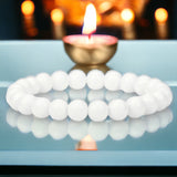 Onyx - White Onyx Custom Size  Round Smooth Stretch (8mm) Natural Gemstone Crystal Energy Bead Bracelet