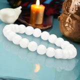 Onyx - White Onyx Custom Size  Round Smooth Stretch (8mm) Natural Gemstone Crystal Energy Bead Bracelet