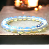 Opalite Sri Lanka Moonstone Custom Size Diamond Cut Faceted Stretch (8mm) Natural Gemstone Crystal Energy Bead Bracelet