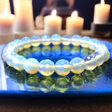 Opalite Sri Lanka Moonstone Custom Size Diamond Cut Faceted Stretch (8mm) Natural Gemstone Crystal Energy Bead Bracelet