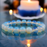 Opalite Sri Lanka Moonstone Custom Size Round Smooth Stretch (8mm) Natural Gemstone Crystal Energy Bead Bracelet
