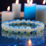 Opalite Sri Lanka Moonstone Custom Size Round Smooth Stretch (8mm) Natural Gemstone Crystal Energy Bead Bracelet