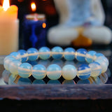 Opalite Sri Lanka Moonstone Custom Size Round Smooth Stretch (8mm) Natural Gemstone Crystal Energy Bead Bracelet