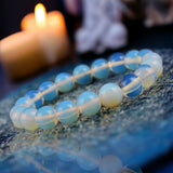 Opalite Sri Lanka Moonstone Custom Size Round Smooth Stretch (8mm) Natural Gemstone Crystal Energy Bead Bracelet