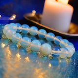 Opalite Sri Lanka Moonstone Custom Size Round Smooth Stretch (8mm) Natural Gemstone Crystal Energy Bead Bracelet