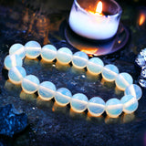 Opalite Sri Lanka Moonstone Custom Size Round Smooth Stretch (Grande 10mm) Natural Gemstone Crystal Energy Bead Bracelet