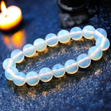 Opalite Sri Lanka Moonstone Custom Size Round Smooth Stretch (Grande 10mm) Natural Gemstone Crystal Energy Bead Bracelet