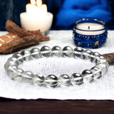 Quartz - Clear Quartz Crystal Round Smooth Stretch  (8mm) Natural Gemstone Crystal Energy Bead Bracelet