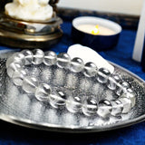 Quartz - Clear Quartz Crystal Round Smooth Stretch  (8mm) Natural Gemstone Crystal Energy Bead Bracelet