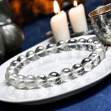 Quartz - Clear Quartz Crystal Round Smooth Stretch  (8mm) Natural Gemstone Crystal Energy Bead Bracelet
