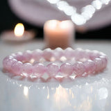 Quartz - Rose Quartz Pink Custom Size Round Smooth Stretch(8mm) Natural Gemstone Crystal Energy Bead Bracelet