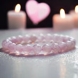 Quartz - Rose Quartz Pink Custom Size Round Smooth Stretch(8mm) Natural Gemstone Crystal Energy Bead Bracelet
