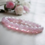 Quartz - Rose Quartz Pink Custom Size Round Smooth Stretch(8mm) Natural Gemstone Crystal Energy Bead Bracelet