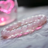 Quartz - Rose Quartz Pink Custom Size Round Smooth Stretch(8mm) Natural Gemstone Crystal Energy Bead Bracelet