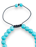 Turquoise - Blue Howlite Braided Macrame Adjustable Sliding Knot Round Smooth (8mm) Natural Gemstone Crystal Energy Bead Bracelet