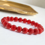 Red Coral Custom Size Round Smooth Stretch(8mm) Natural Gemstone Crystal Energy Bead Bracelet