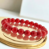 Red Coral Custom Size Round Smooth Stretch(8mm) Natural Gemstone Crystal Energy Bead Bracelet