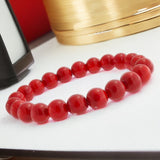 Red Coral Custom Size Round Smooth Stretch(8mm) Natural Gemstone Crystal Energy Bead Bracelet