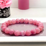 Rhodochrosite Pink Rose Argentina Custom Size Round Smooth Stretch(8mm) Natural Gemstone Crystal Energy Bead Bracelet