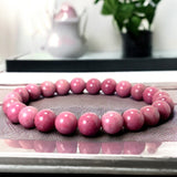 Rhodonite Pink Custom Size Round Smooth Stretch (8mm) Natural Gemstone Crystal Energy Bead Bracelet
