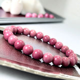 Rhodonite Pink Custom Size Round Smooth Stretch (8mm) Natural Gemstone Crystal Energy Bead Bracelet