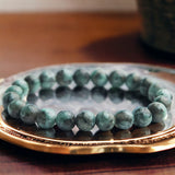 Emerald AAA+ Columbian Green•Custom Size•Round Smooth Stretch (8mm) Natural Gemstone Crystal Energy Bead Bracelet