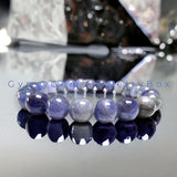 Tanzanite Purple Blue Indigo Genuine High Quality Custom Size Round Smooth Stretch (8mm) Natural Gemstone Crystal Energy Bead Bracelet