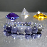 Tanzanite Purple Blue Indigo Genuine High Quality Custom Size Round Smooth Stretch (8mm) Natural Gemstone Crystal Energy Bead Bracelet