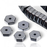 Tiger’s Eye - Green Tiger’s Eye + Black Hematite Hexagonal Spacer•Custom Size Round Smooth Stretch (8mm) Natural Gemstone Crystal Energy Bead Bracelet