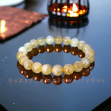 Citrine Custom Size Yellow Round Smooth Stretch (8mm) Natural Gemstone Crystal Energy Bead Bracelet "High Quality”