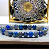 Intention - Third Eye Chakra Balance - Sodalite + Iolite + Lapis Lazuli Custom Size Round Smooth Stretch (8mm) Natural Gemstone Crystal Energy Bead Bracelet