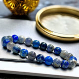 Intention - Third Eye Chakra Balance - Sodalite + Iolite + Lapis Lazuli Custom Size Round Smooth Stretch (8mm) Natural Gemstone Crystal Energy Bead Bracelet