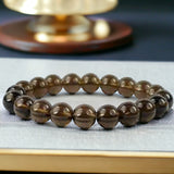 Smokey Quartz Brown Custom Size Round Smooth Stretch (10mm) Grande Large Natural Gemstone Crystal Energy Bead Bracelet