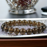 Smokey Quartz Brown Custom Size Round Smooth Stretch (10mm) Grande Large Natural Gemstone Crystal Energy Bead Bracelet