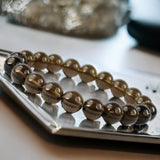 Smokey Quartz Brown Custom Size Round Smooth Stretch (10mm) Grande Large Natural Gemstone Crystal Energy Bead Bracelet