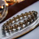 Smokey Quartz Brown Custom Size Round Smooth Stretch (10mm) Grande Large Natural Gemstone Crystal Energy Bead Bracelet