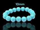 Turquoise - Blue Howlite Custom Size Round Smooth Stretch (8mm or 10mm) Natural Gemstone Crystal Energy Bead Bracelet