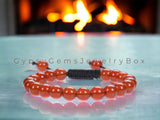 Carnelian Braided Macrame Adjustable Sliding Knot Round Smooth (8mm) Natural Gemstone Crystal Energy Bead Bracelet