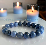 Dumortierite (Blue Aventurine) Custom Size Round Smooth Stretch (8mm) Natural Gemstone Crystal Energy Bead Bracelet