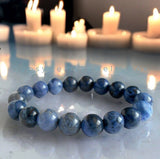 Dumortierite (Blue Aventurine) Custom Size Round Smooth Stretch (8mm) Natural Gemstone Crystal Energy Bead Bracelet