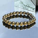 Pyrite - Iron Pyrite Round Smooth Stretch (8mm) Natural Gemstone Crystal Energy Bead Bracelet