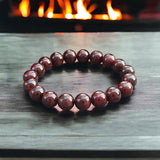 Garnet - Almandine Red Custom Size Round Smooth Stretch (10mm) Natural Gemstone Crystal Energy Bead Bracelet