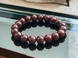 Garnet - Almandine Red Custom Size Round Smooth Stretch (10mm) Natural Gemstone Crystal Energy Bead Bracelet