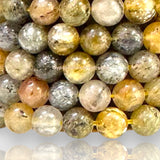 Quartz - Biotite Mica Golden Quartz Custom Size (8mm) Round Smooth Stretch Natural Gemstone Crystal Energy Bead Bracelet