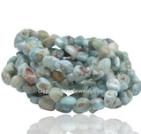 Larimar - Nugget Series Custom Size Stretch (8 - 10mm) Irregular Shape Smooth Natural Gemstone Crystal Energy Bead Bracelet
