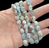 Larimar - Nugget Series Custom Size Stretch (8 - 10mm) Irregular Shape Smooth Natural Gemstone Crystal Energy Bead Bracelet