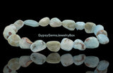 Larimar - Nugget Series Custom Size Stretch (8 - 10mm) Irregular Shape Smooth Natural Gemstone Crystal Energy Bead Bracelet
