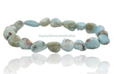 Larimar - Nugget Series Custom Size Stretch (8 - 10mm) Irregular Shape Smooth Natural Gemstone Crystal Energy Bead Bracelet